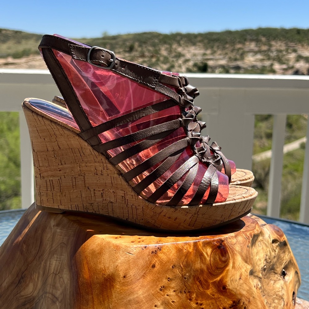 Audrey Brooke Leather Gladiator Wedge Sandals DK Brown SZ 7.5 NWOT - Picture 9 of 12